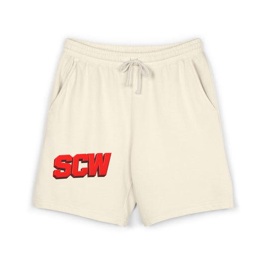 Fleece Sweat Shorts — SCW Retro Red Logo Lightweight Lounge Shorts