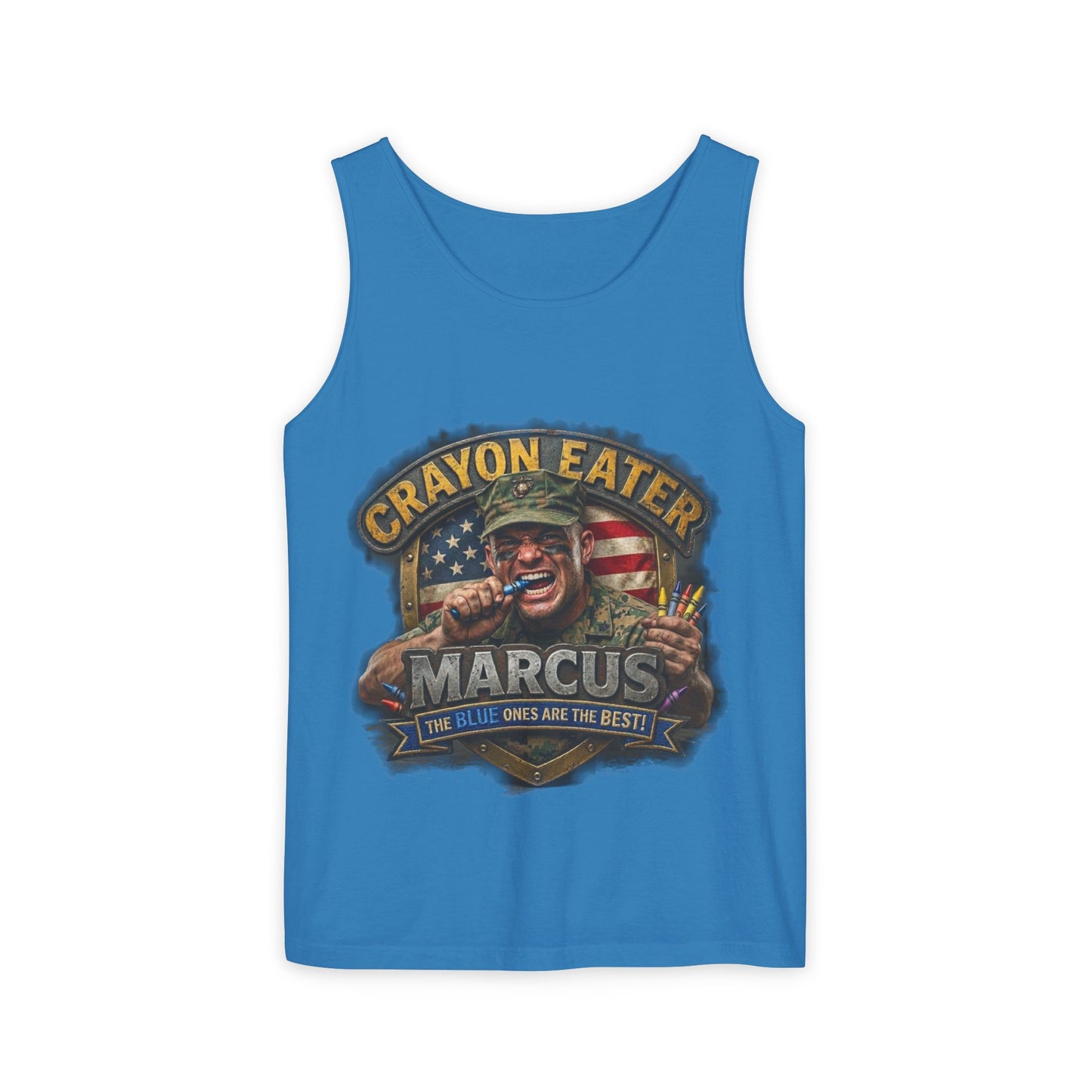Tank Top — "Crayon Eater Marcus" Patriotic Veteran Graphic Tank