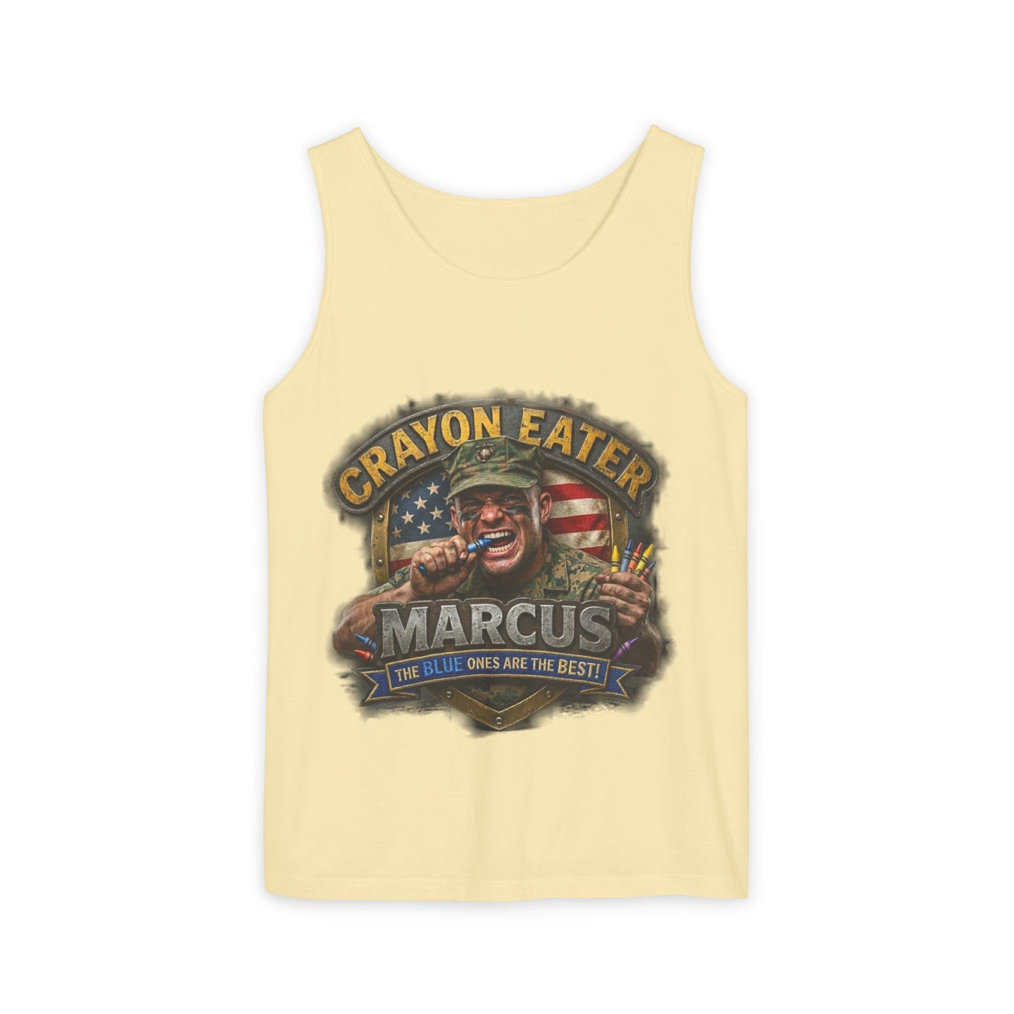 Tank Top — "Crayon Eater Marcus" Patriotic Veteran Graphic Tank