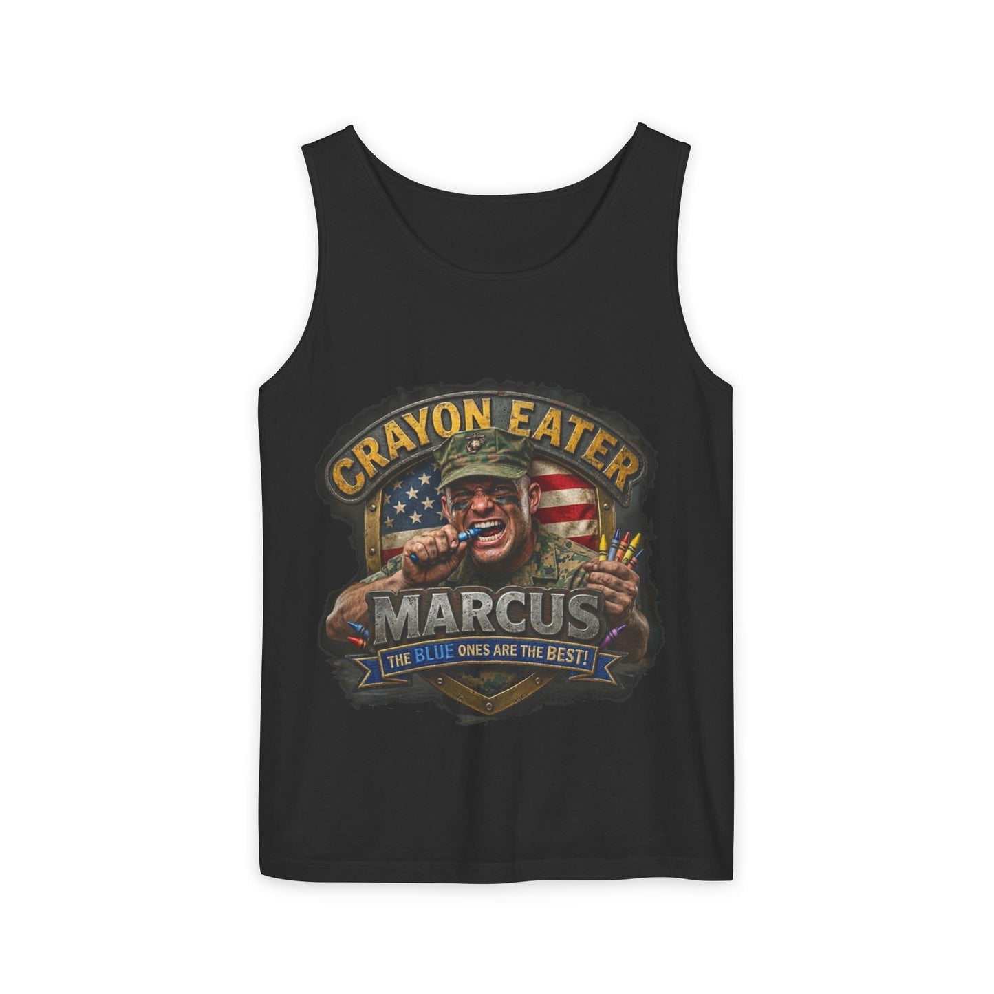 Tank Top — "Crayon Eater Marcus" Patriotic Veteran Graphic Tank