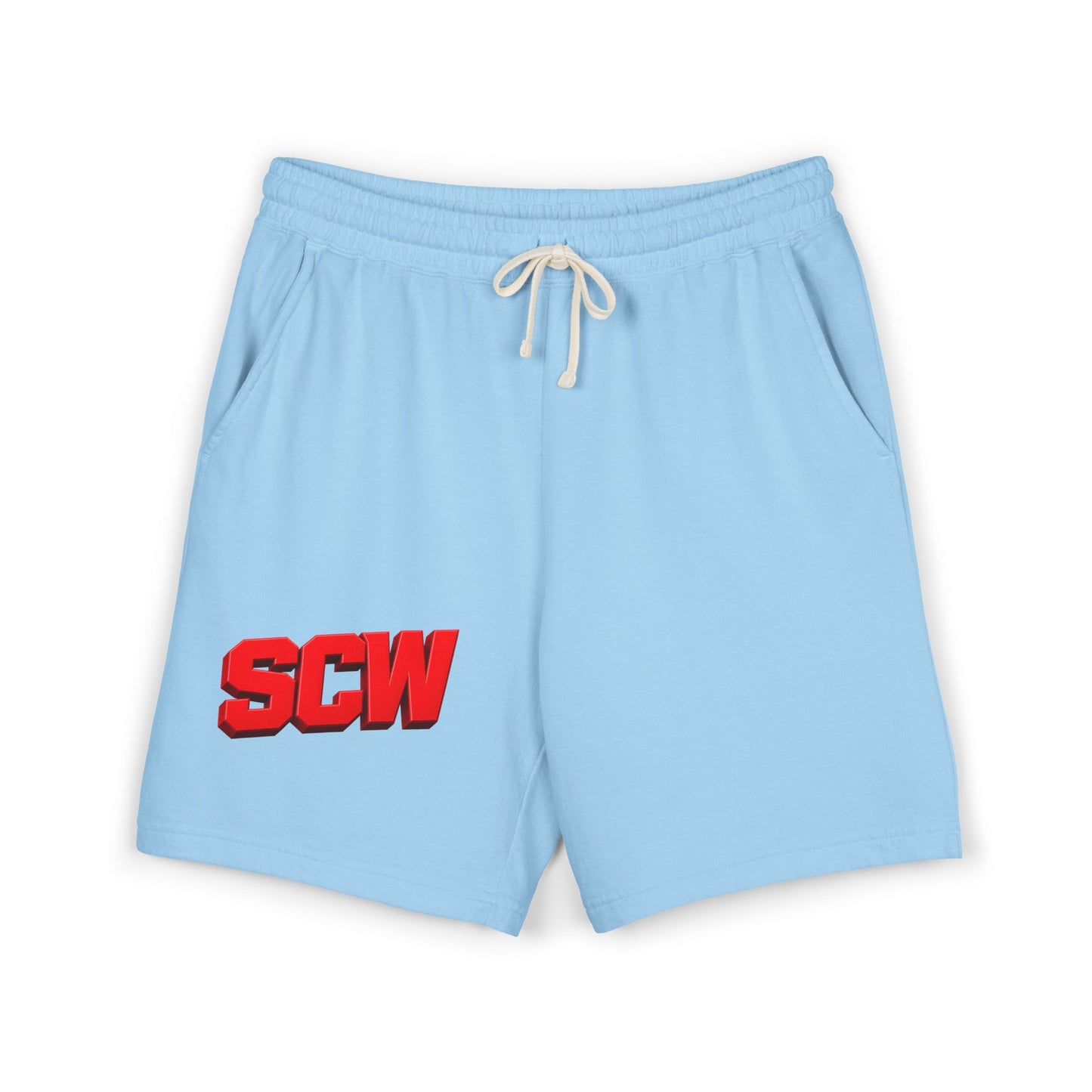 Fleece Sweat Shorts — SCW Retro Red Logo Lightweight Lounge Shorts
