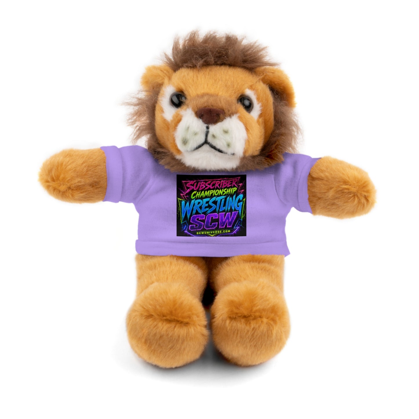 Wrestling Champion Plush Bear with Green Tee — 'Subscriber Championship Wrestling' Graphic