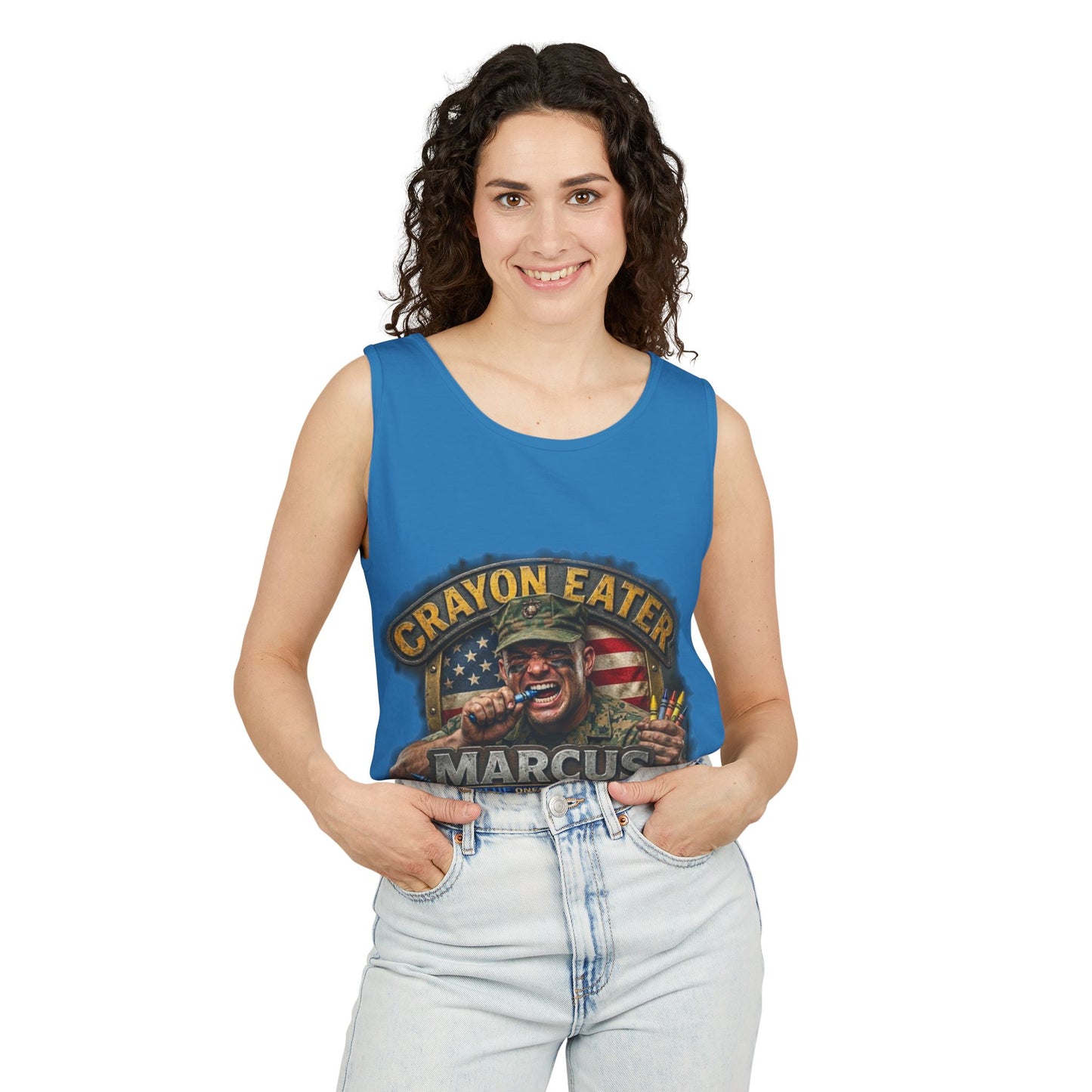 Tank Top — "Crayon Eater Marcus" Patriotic Veteran Graphic Tank