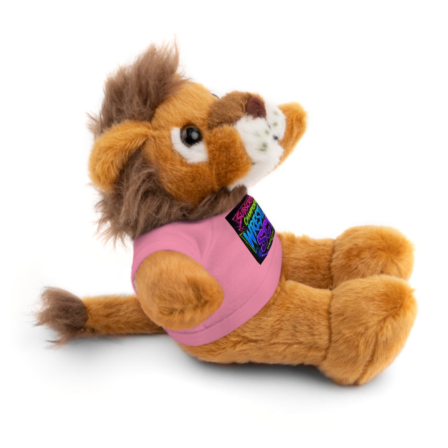 Wrestling Champion Plush Bear with Green Tee — 'Subscriber Championship Wrestling' Graphic