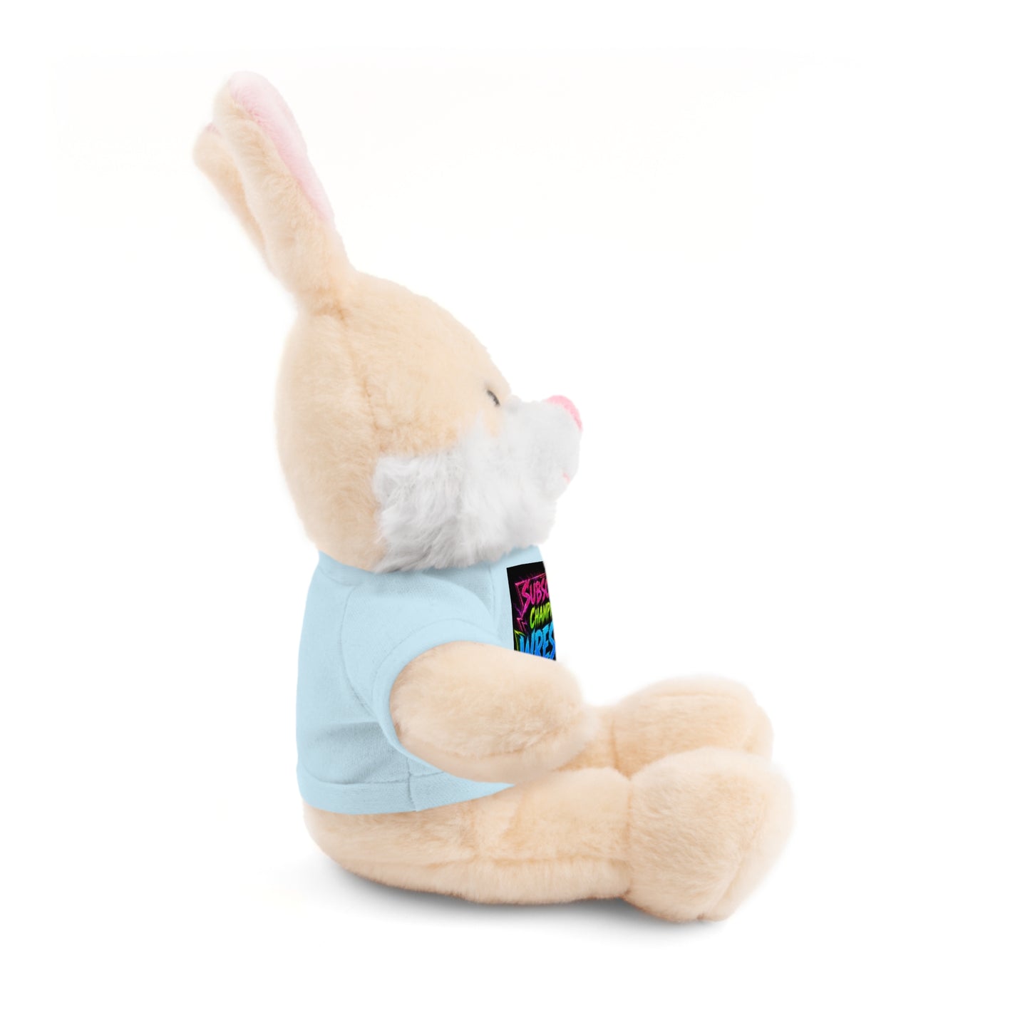 Wrestling Champion Plush Bear with Green Tee — 'Subscriber Championship Wrestling' Graphic