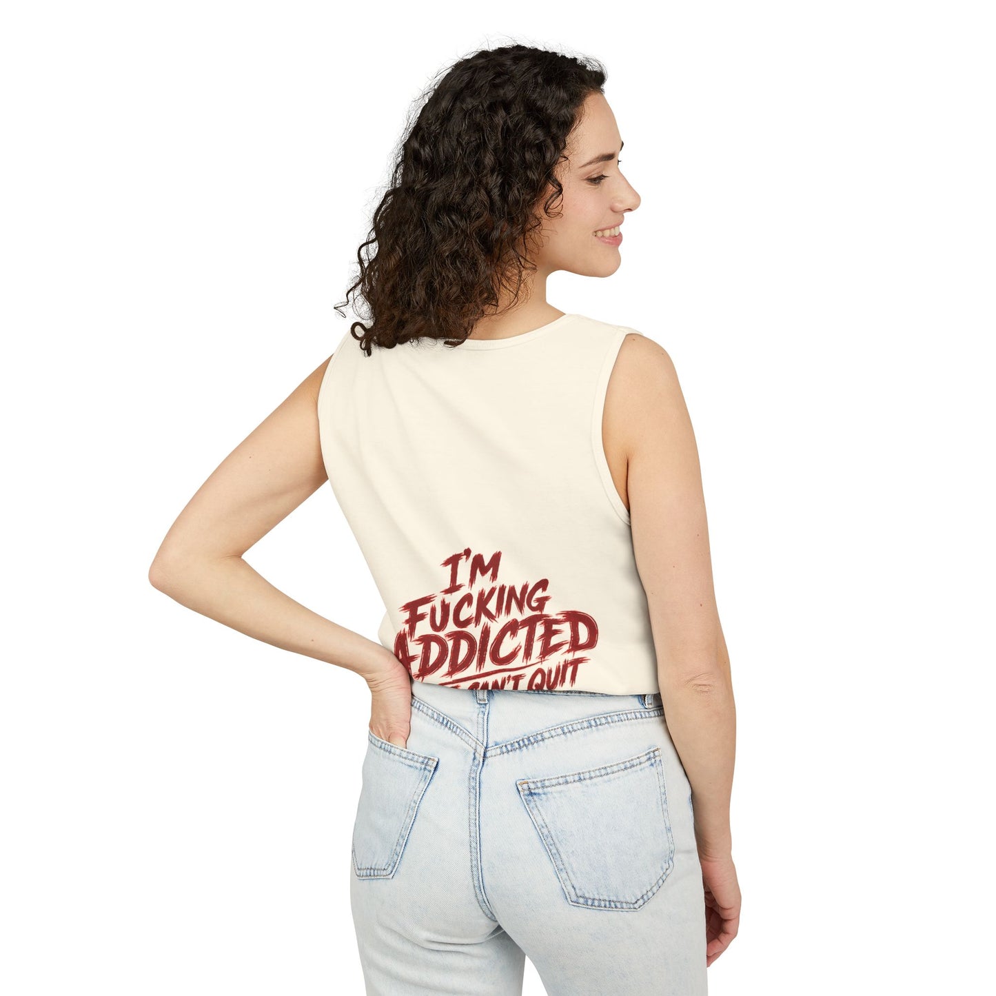 SCW 4 Life Tank Top — Bold Red Brush Script Front & "I’m Fucking Addicted and I Can’t Quit" Back