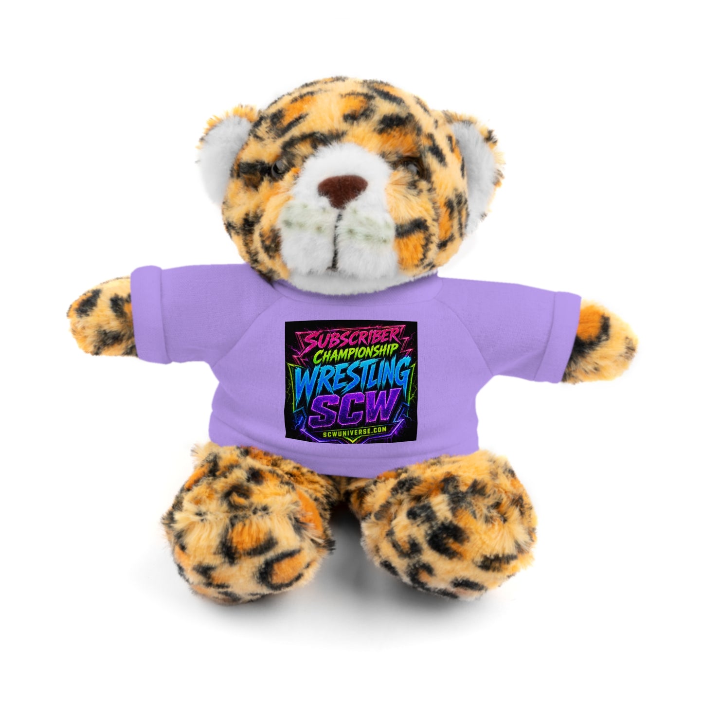 Wrestling Champion Plush Bear with Green Tee — 'Subscriber Championship Wrestling' Graphic