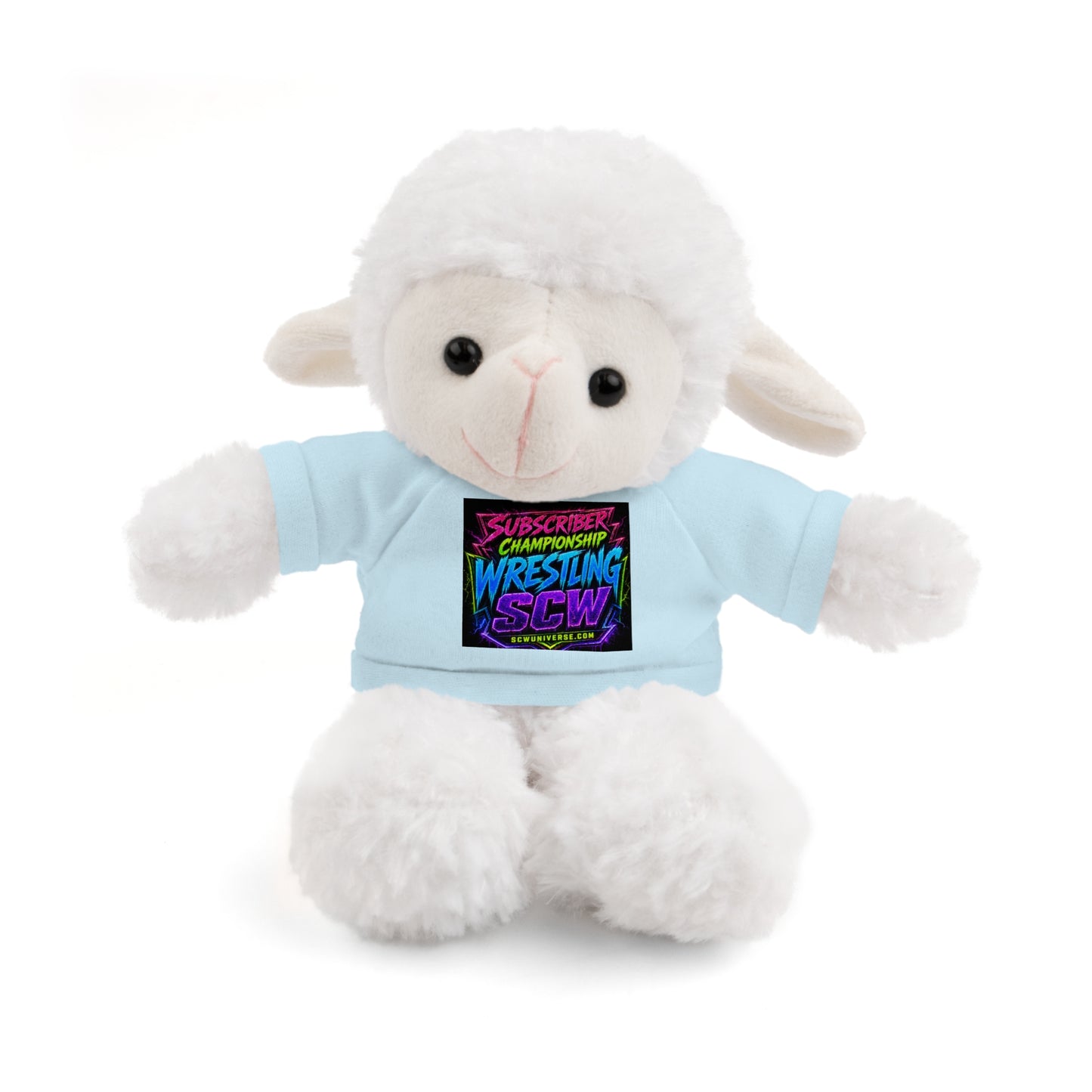 Wrestling Champion Plush Bear with Green Tee — 'Subscriber Championship Wrestling' Graphic