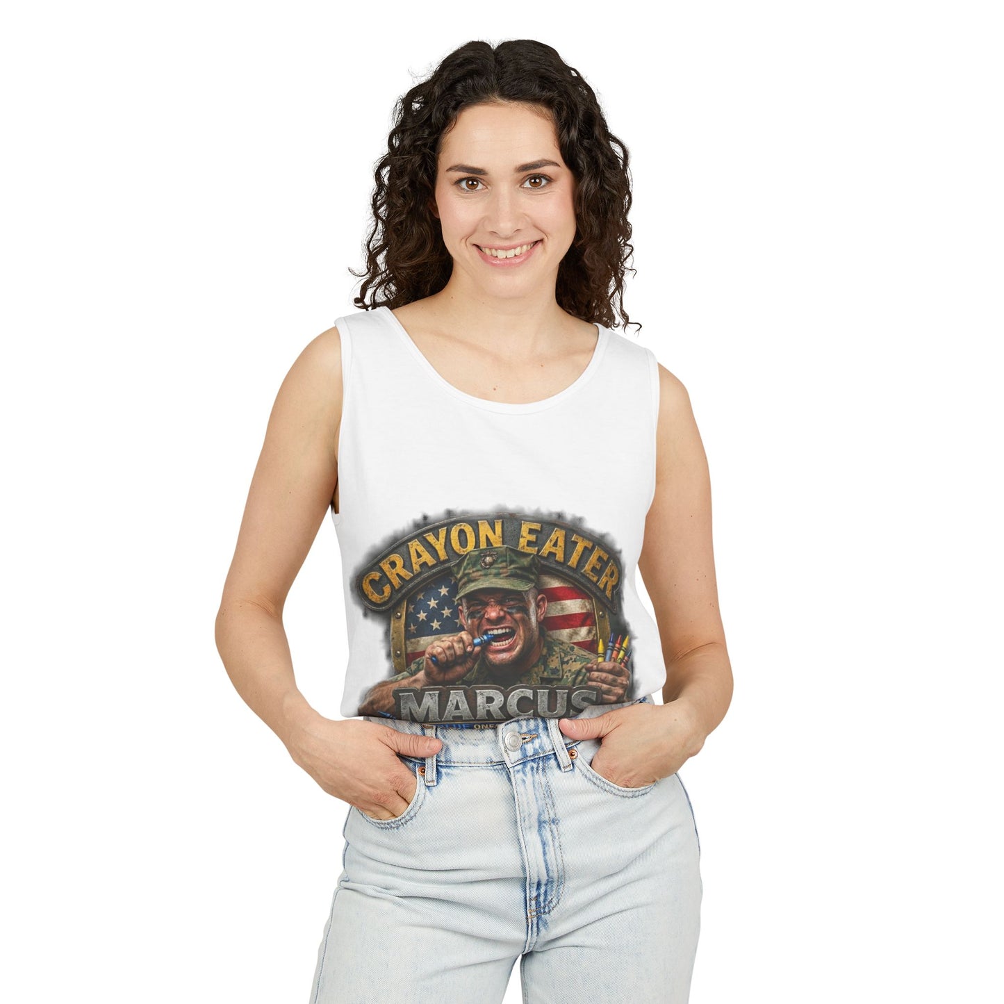 Tank Top — "Crayon Eater Marcus" Patriotic Veteran Graphic Tank