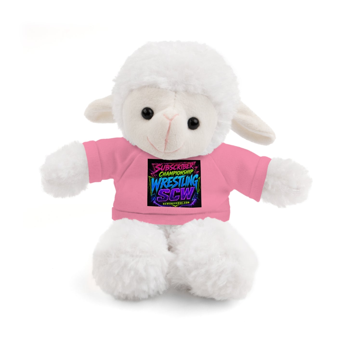Wrestling Champion Plush Bear with Green Tee — 'Subscriber Championship Wrestling' Graphic