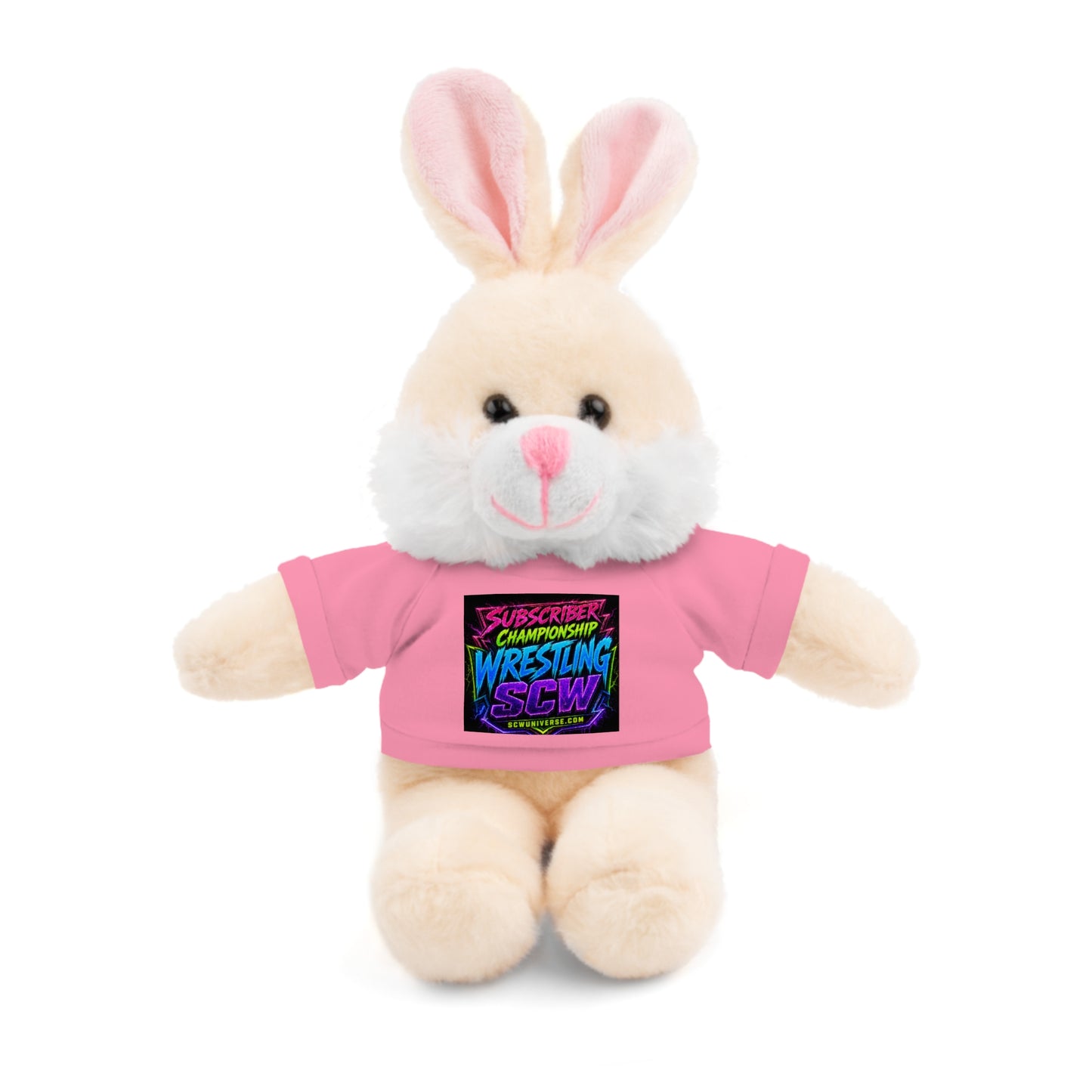 Wrestling Champion Plush Bear with Green Tee — 'Subscriber Championship Wrestling' Graphic