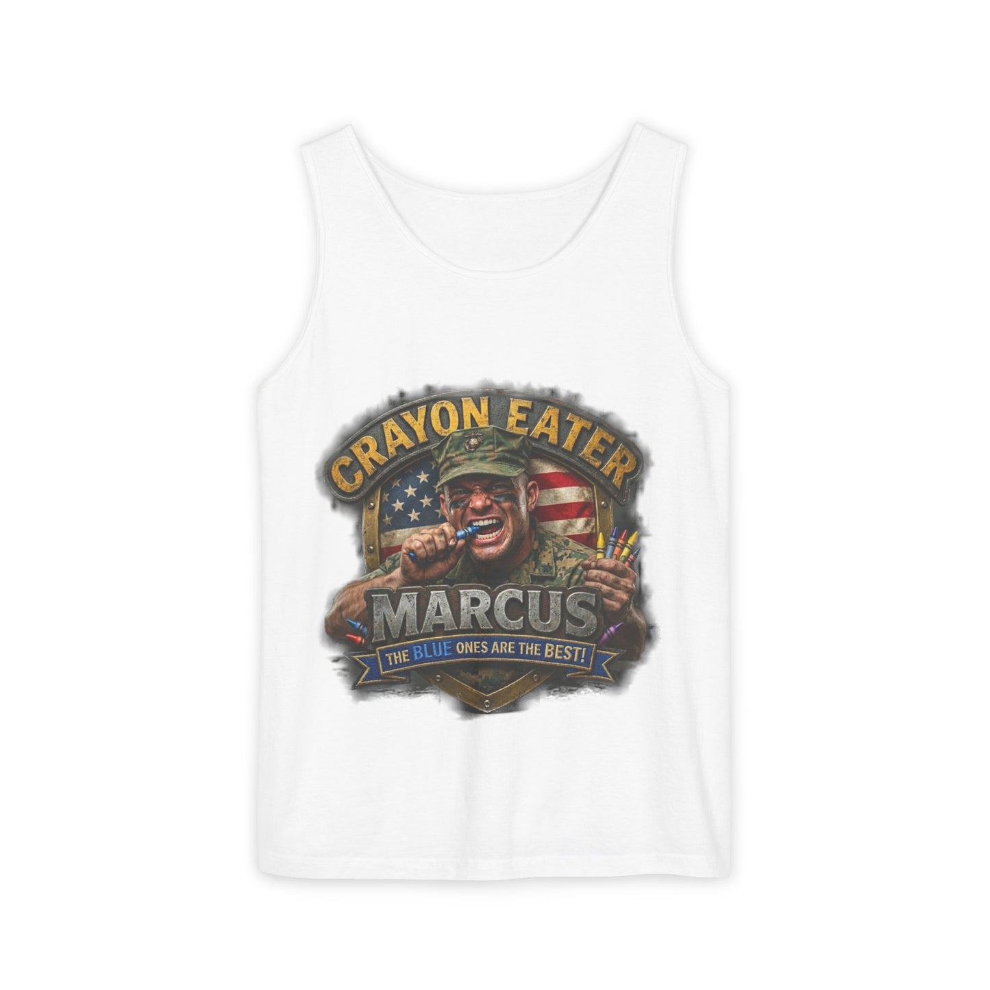 Tank Top — "Crayon Eater Marcus" Patriotic Veteran Graphic Tank