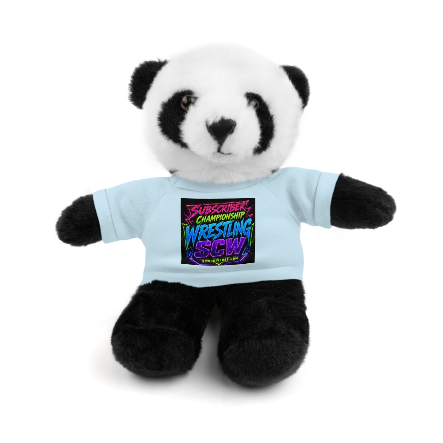 Wrestling Champion Plush Bear with Green Tee — 'Subscriber Championship Wrestling' Graphic
