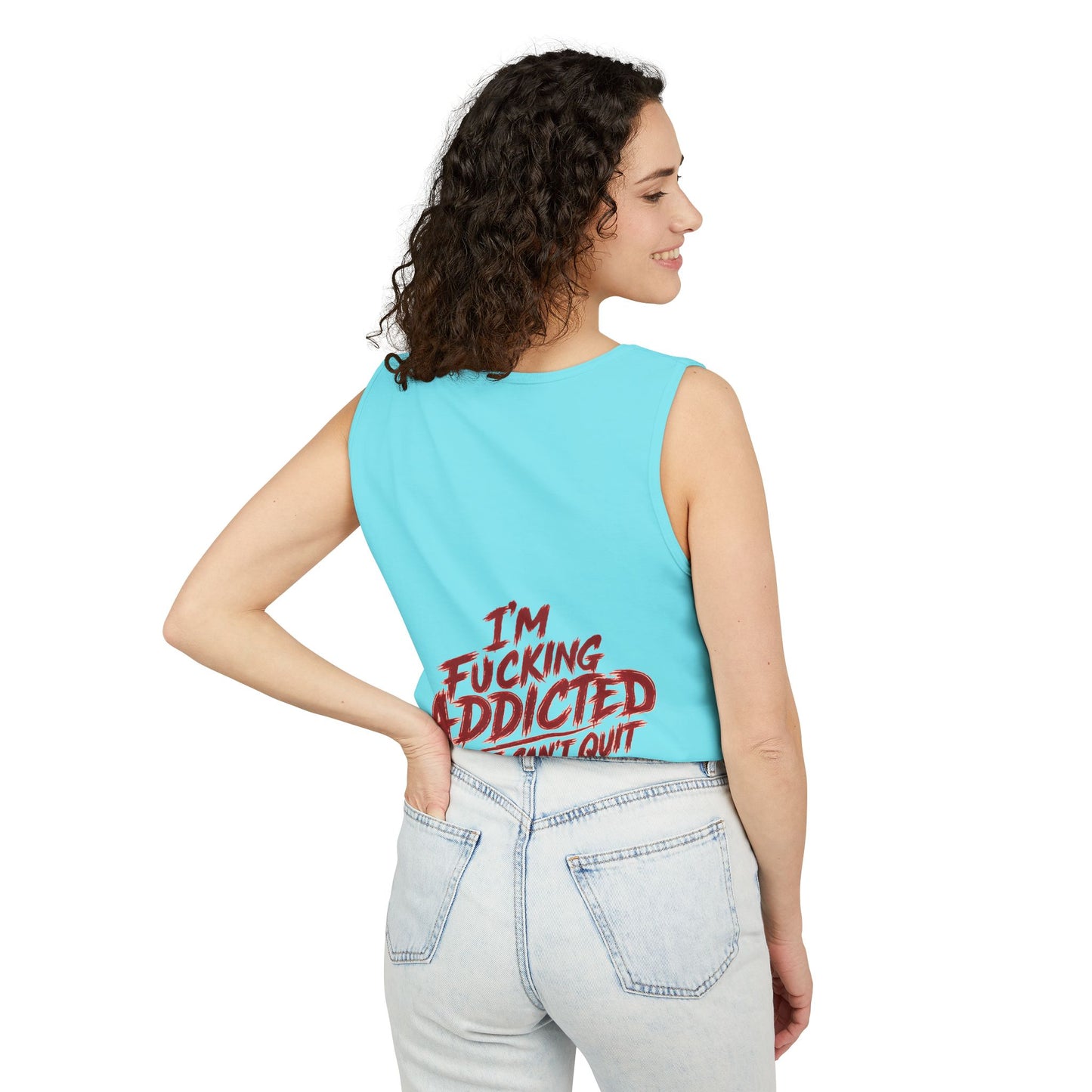 SCW 4 Life Tank Top — Bold Red Brush Script Front & "I’m Fucking Addicted and I Can’t Quit" Back