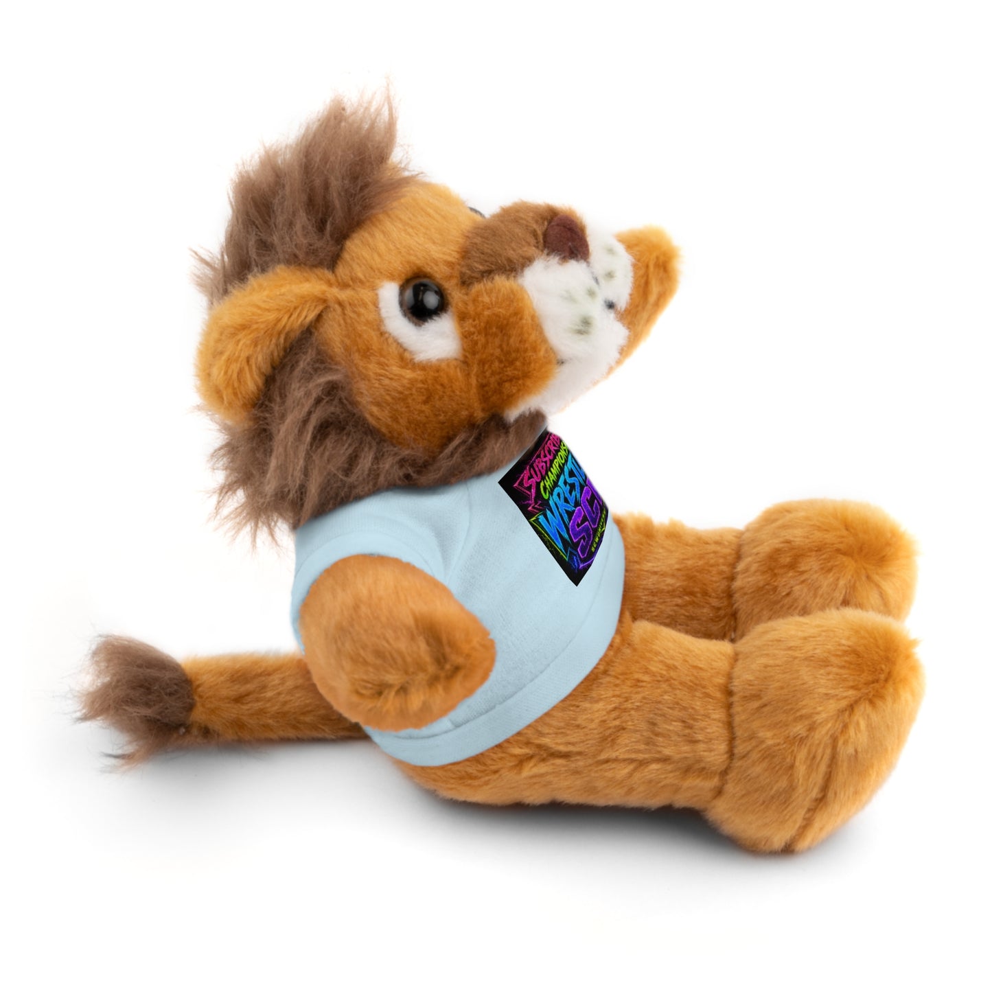Wrestling Champion Plush Bear with Green Tee — 'Subscriber Championship Wrestling' Graphic