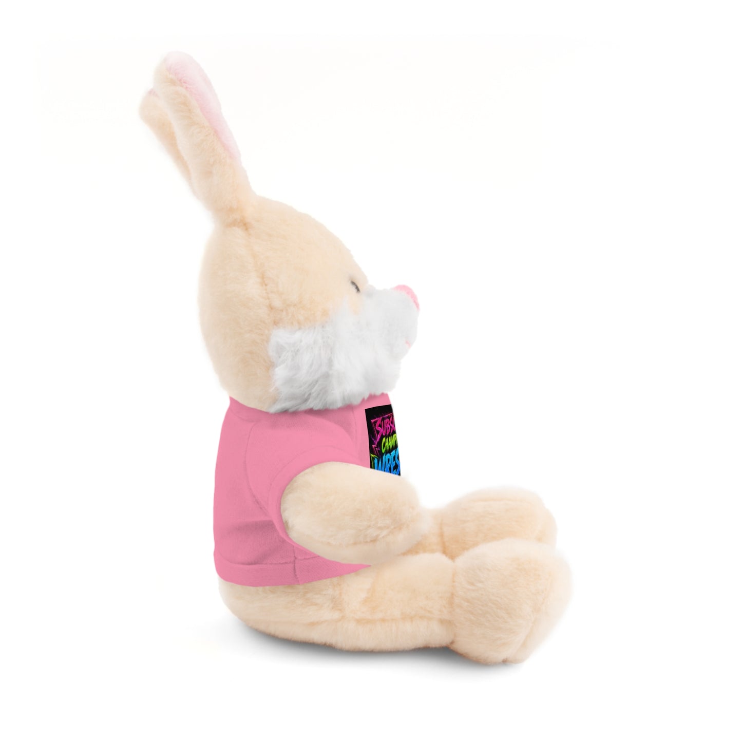 Wrestling Champion Plush Bear with Green Tee — 'Subscriber Championship Wrestling' Graphic