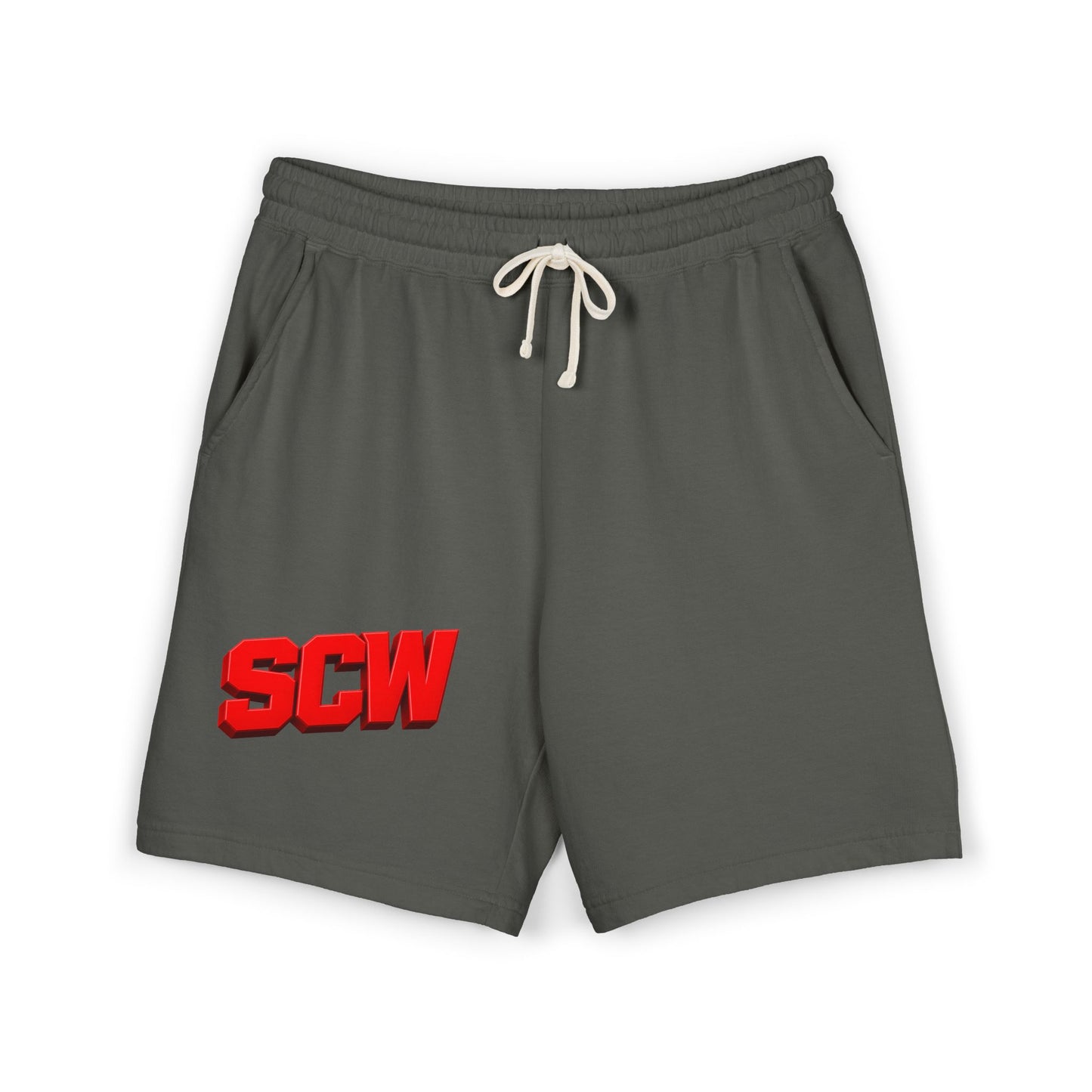 Fleece Sweat Shorts — SCW Retro Red Logo Lightweight Lounge Shorts