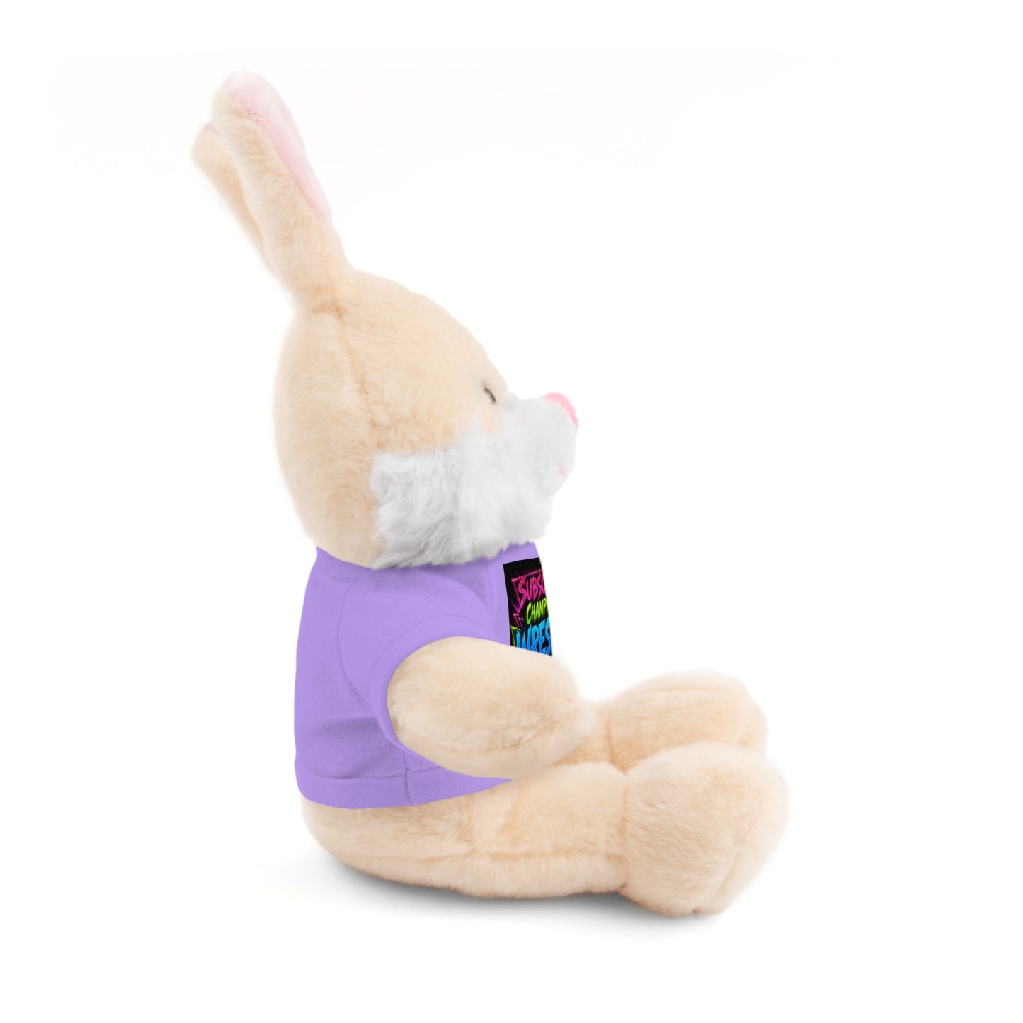 Wrestling Champion Plush Bear with Green Tee — 'Subscriber Championship Wrestling' Graphic
