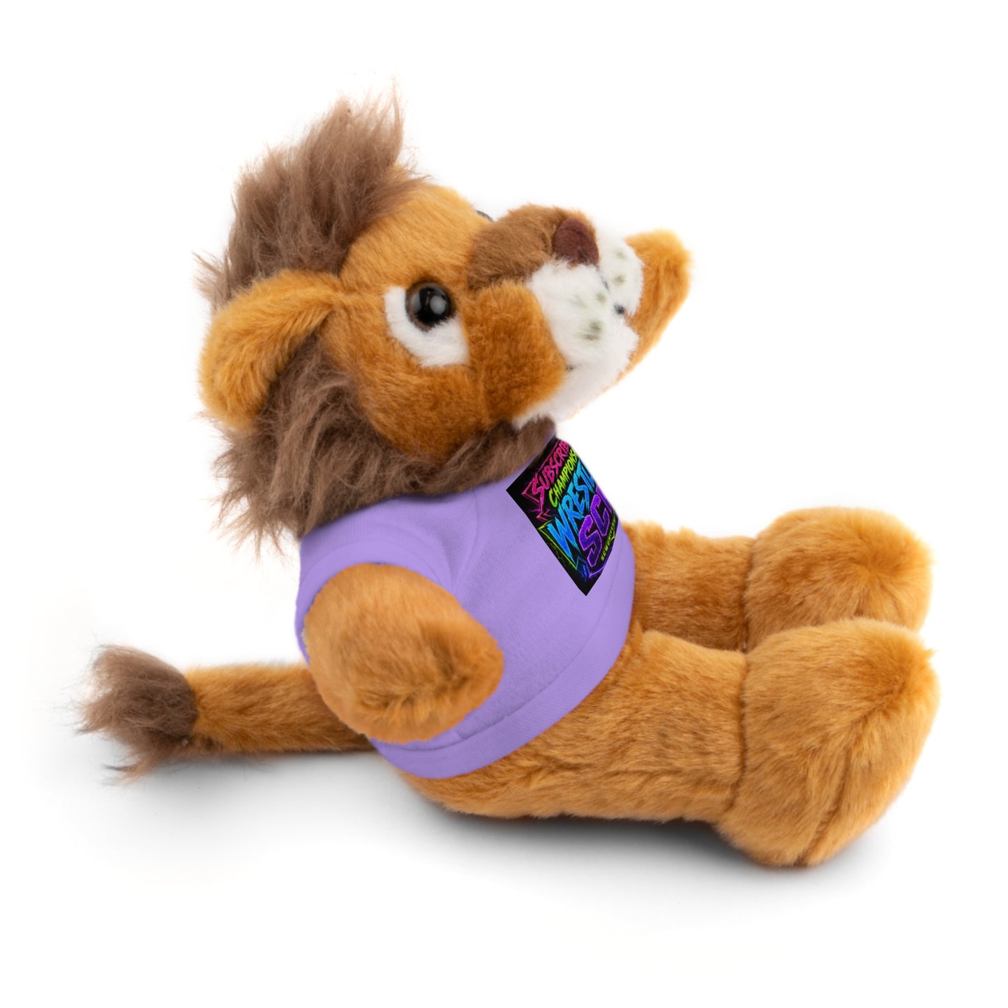 Wrestling Champion Plush Bear with Green Tee — 'Subscriber Championship Wrestling' Graphic
