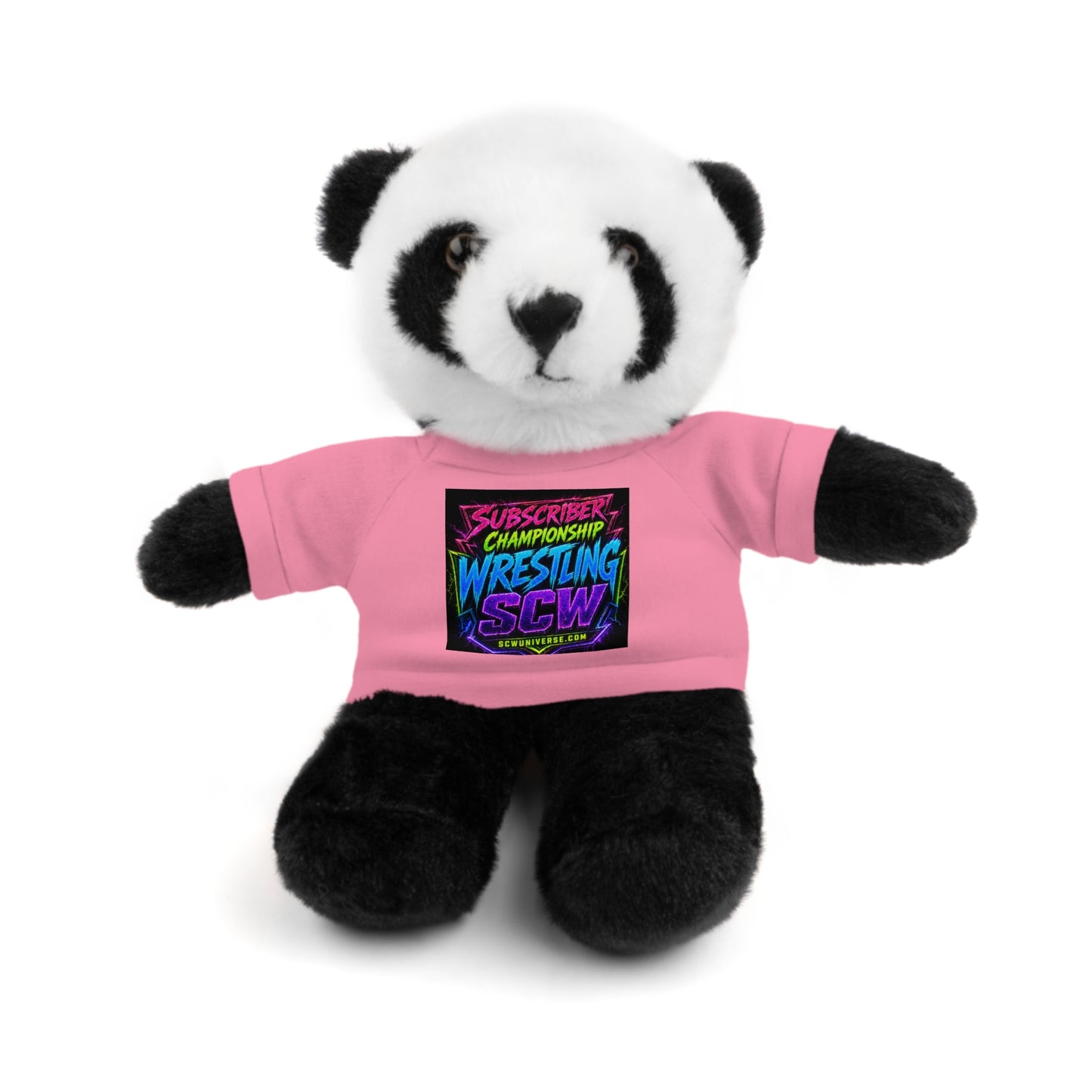 Wrestling Champion Plush Bear with Green Tee — 'Subscriber Championship Wrestling' Graphic