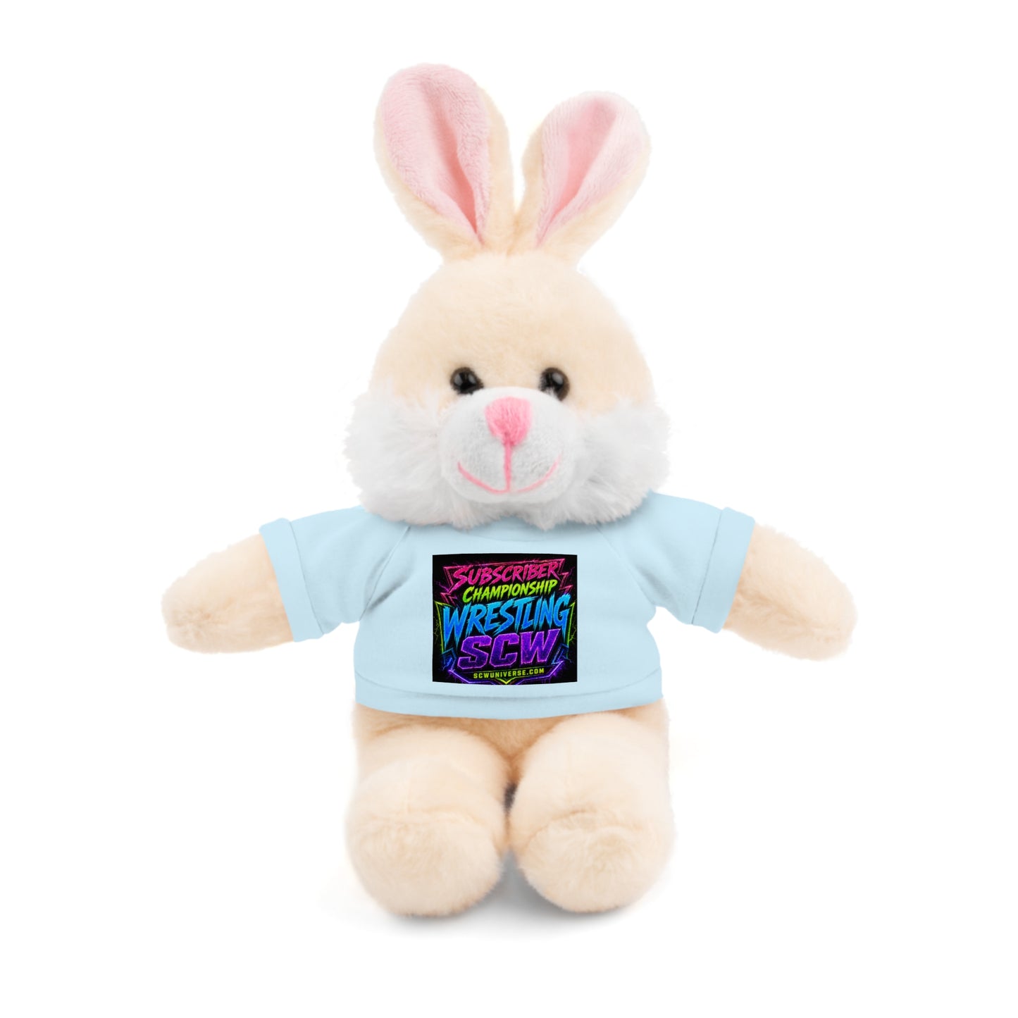 Wrestling Champion Plush Bear with Green Tee — 'Subscriber Championship Wrestling' Graphic